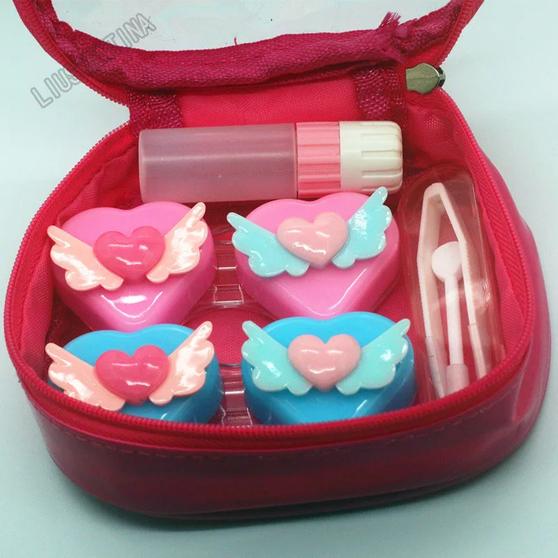 LIUSVENTINA DIY wing flying love contact lens case for eyes contact