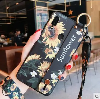 

Xiaomi redmi note 7 case silicone luxury Chinese style with wrist strap lanyard phone case for xiaomi redmi note7 pro cover case