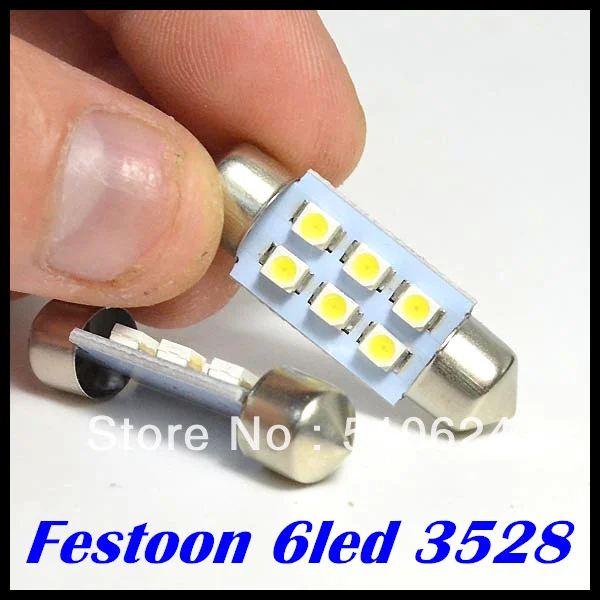 Бесплатная доставка festoon 6smd led 1210 3528 c5w 31 мм/36 мм/39 мм/42 мм Автомобильные