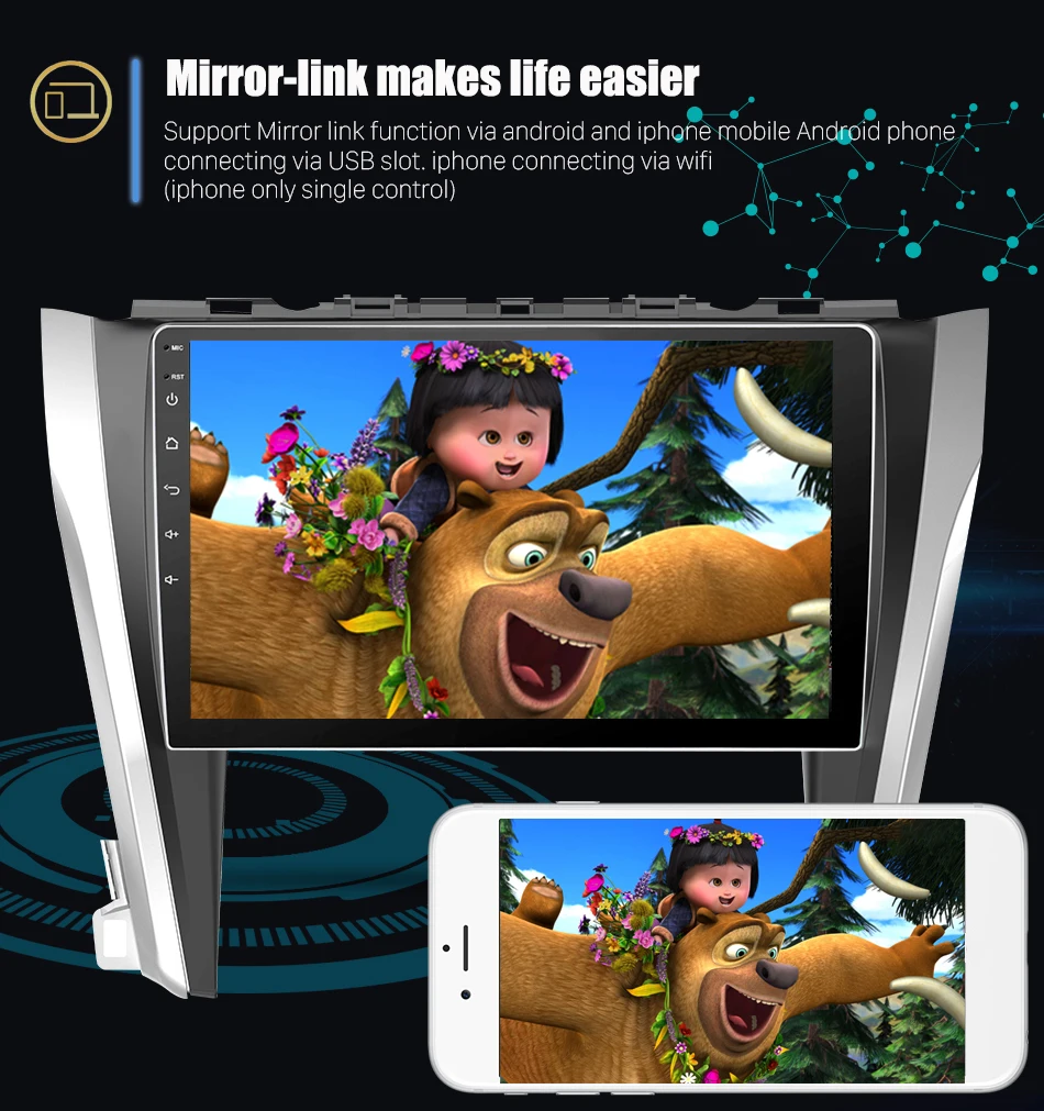 Best Eunavi android 9.0 car dvd gps multimedia player For Toyota Camry50 2012 car dvd navigation radio video audio player 4G+32G PX6 15