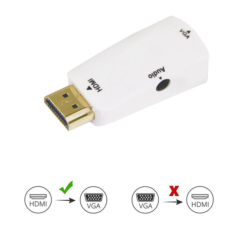 Trumsoon HDMI to VGA Adapter Converter with Audio Cable Male/Female to Female Cables 1080P for PC/TV/Xbox PS3 projector