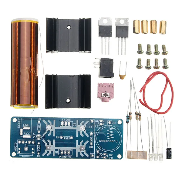 DIY мини Катушка Tesla 15 Вт музыкальный плазменный динамик с катушкой Тесла