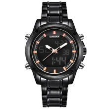 Хронограф часы CURDDEN люксовый бренд полный сталь двойное время аналого-цифровые часы мужские водонепроницаемые наручные часы Relogio Masculno