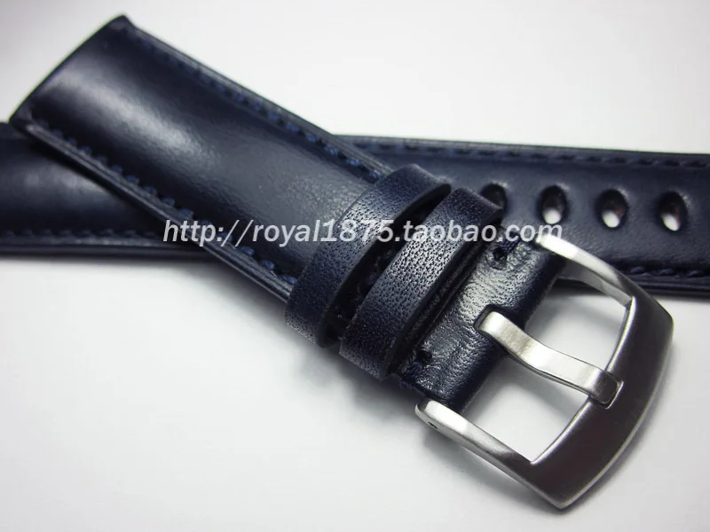 

New Handmade High quality Genuine Leather Watchbands 23mm Dark blue VINTAGE Wrist Watch Band Strap Belt Steel Pin Buckle tool