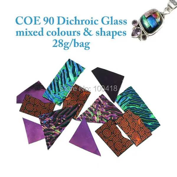 

Free Shipping wholesale price 5bags mixed colors and shapes COE90 Dichroic Glass fusing in glass Microwave Kiln