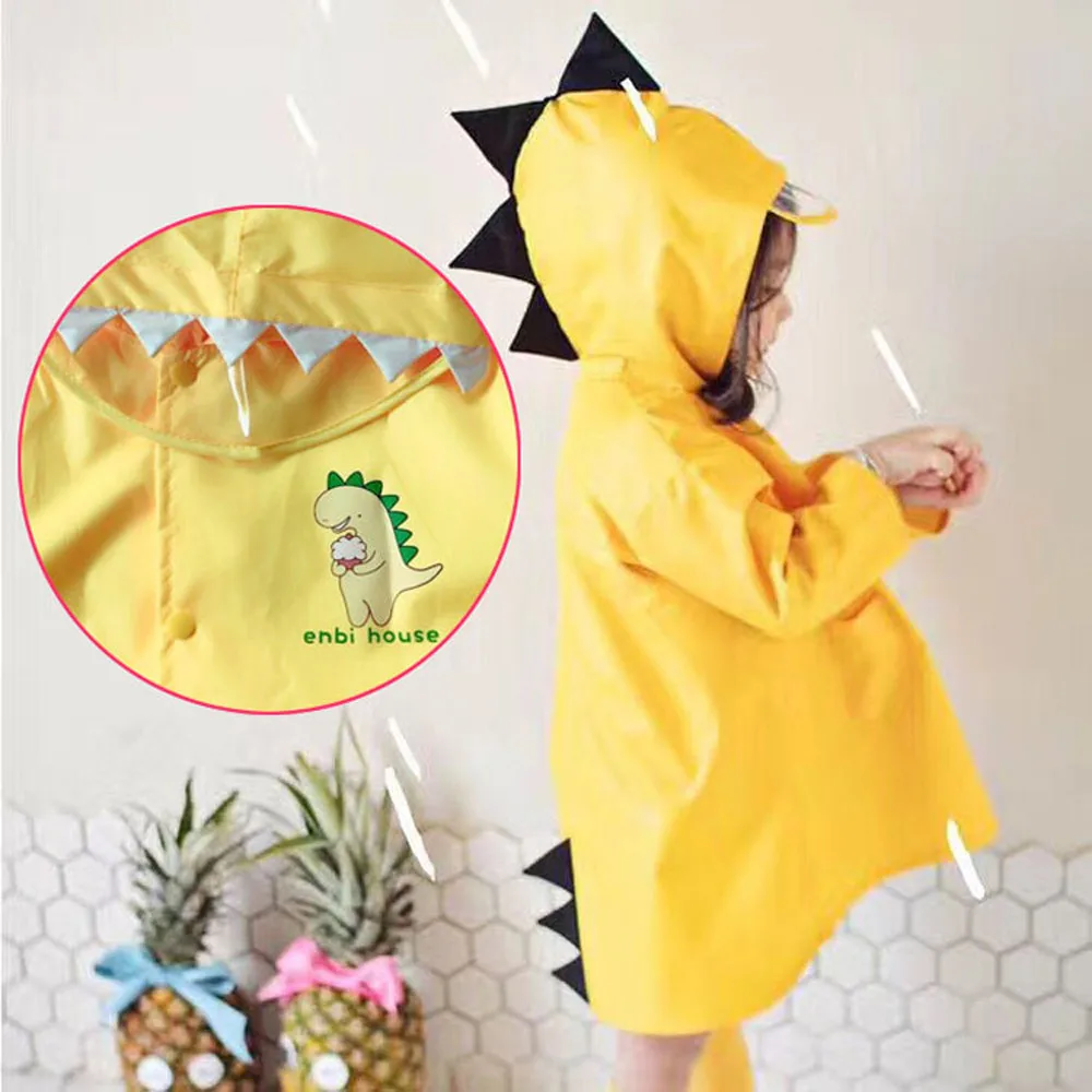 

MUQGEW Cute Baby Child Dinosaur Hooded Rain Coats Kids Boy Girl Raincoat Rain Jacket Dinosaur Lightweight Rainwear Rain Slicker