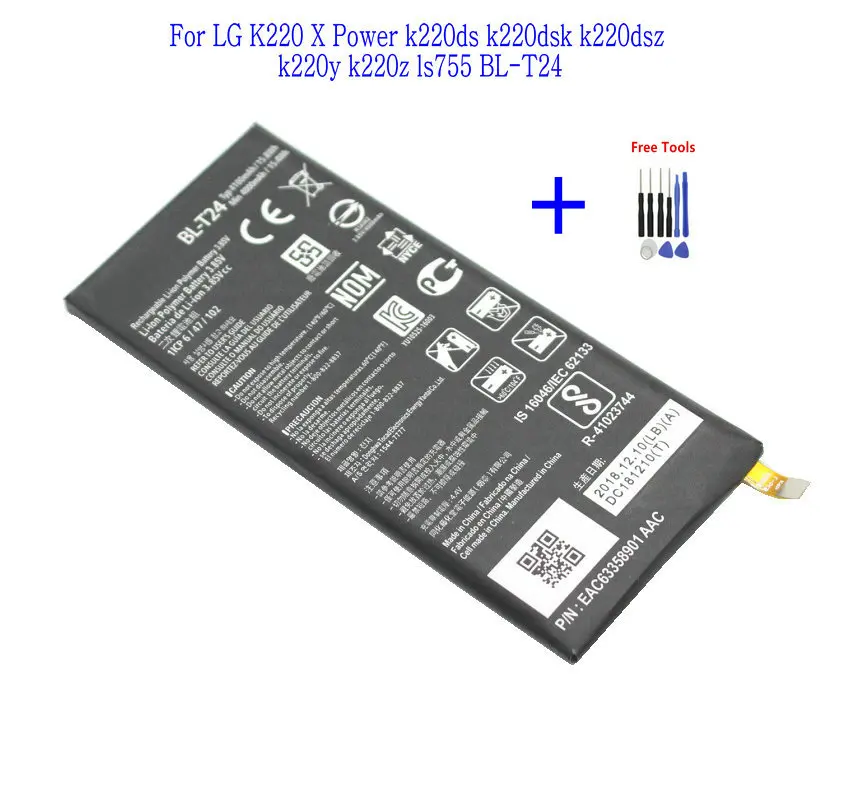 

1x 4100mAh BL-T24 Replacement Battery For LG K220 X Power k220ds k220dsk k220dsz k220y k220z ls755 BL-T24 + Repair Tools kit