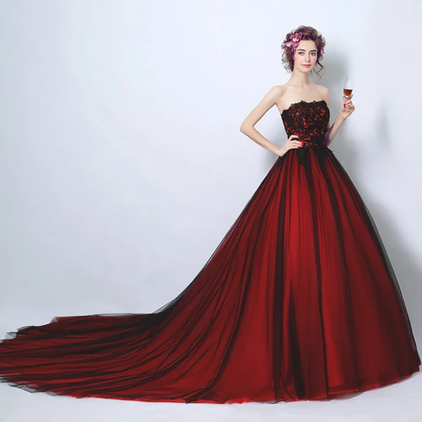 red gothic ball gown