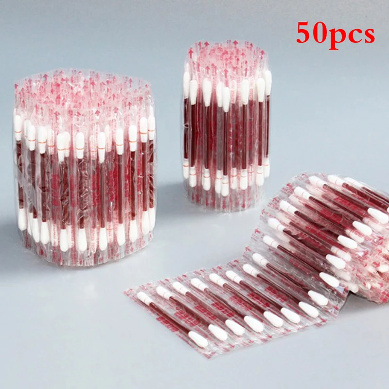 

50PCS/Pack Cotton Swab Medical Alcohol Disposable Emergency Cotton Stick Iodine Swab Disinfected Swab for Baby Children Adults