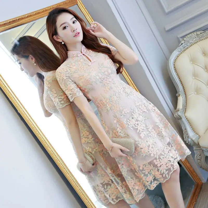 Короткие Стиль модные женские туфли 'размеры s и m ini Cheongsam новое поступление китайский Qipao платье Vestido Размеры s m L XL XXL 27546A
