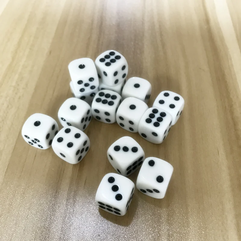 5Pcs/Lot 16mm Drinking Dice Acrylic White Round Corner Hexahedron Dice Club Party Table Playing Games RPG Dice Set 5pcs lot multicolor d10 originality dice acrylic rounded corner multi faceted dice set game dice