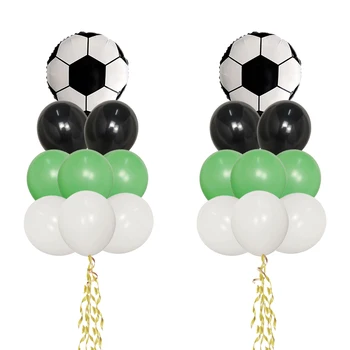 

9PCS 18inch Soccer Football Foil Balloons White Green Latex Balloons Birthday Party Wedding Decorations Celebration Kids Toys