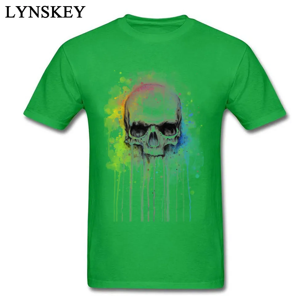 Rainbow Skull Watercolor_green