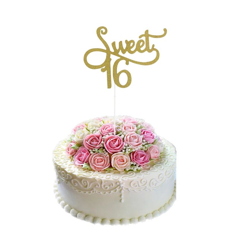 

Birthday Cake Flag Sweet 16 Decoration Birthday Party Wedding Decor Sweet 16 Cake Flag Banners Baby Shower Party Cake Decoration