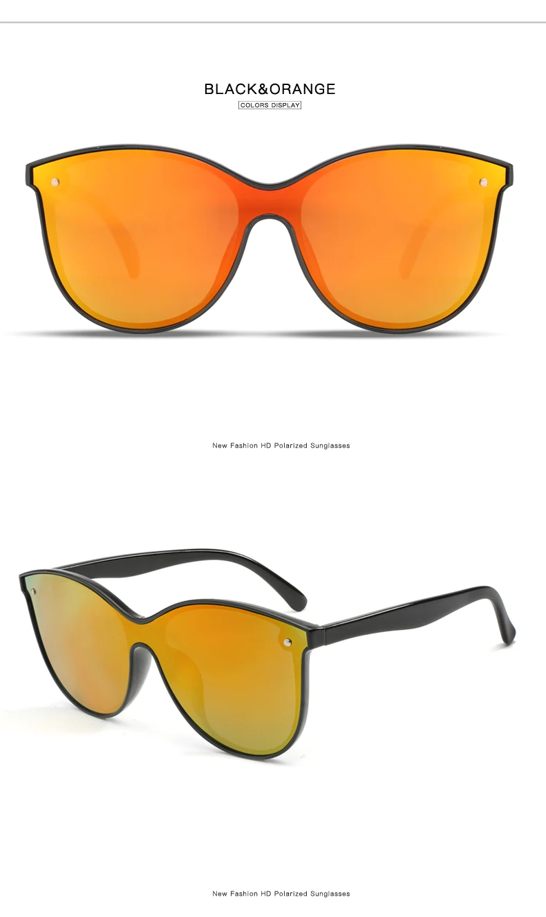 Longkeader женские поляризованные солнцезащитные очки кошачий глаз ночного видения HD зеркальные отражающие мужские солнцезащитные очки для вождения - Цвет линз: Black Orange
