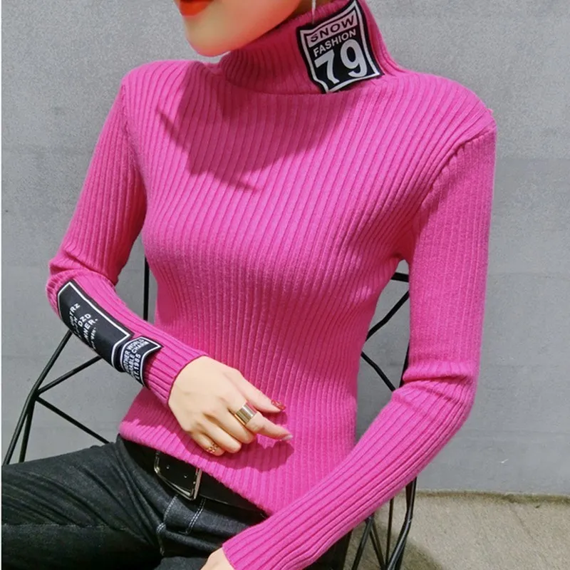 Весенний женский свитер, пуловер с длинным рукавом, Женские базовые свитера, пуловеры, Однотонный свитер с буквенным принтом