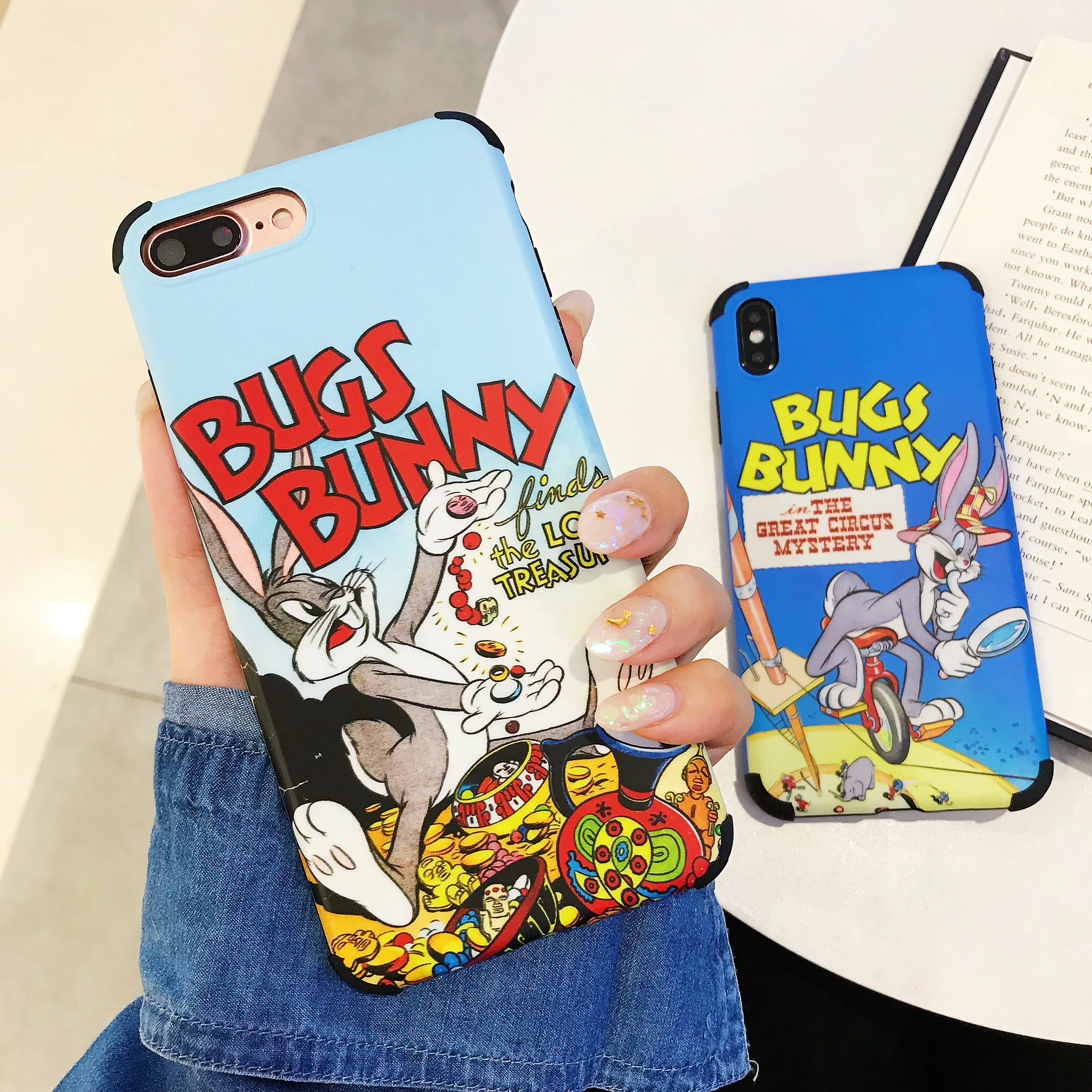 

Maosenguoji cute cartoon bugs bunny Fashion Anti-drop Mobile Phone Case for iphone 6 6s 7plus 8plus X XR XS MAX protection cover