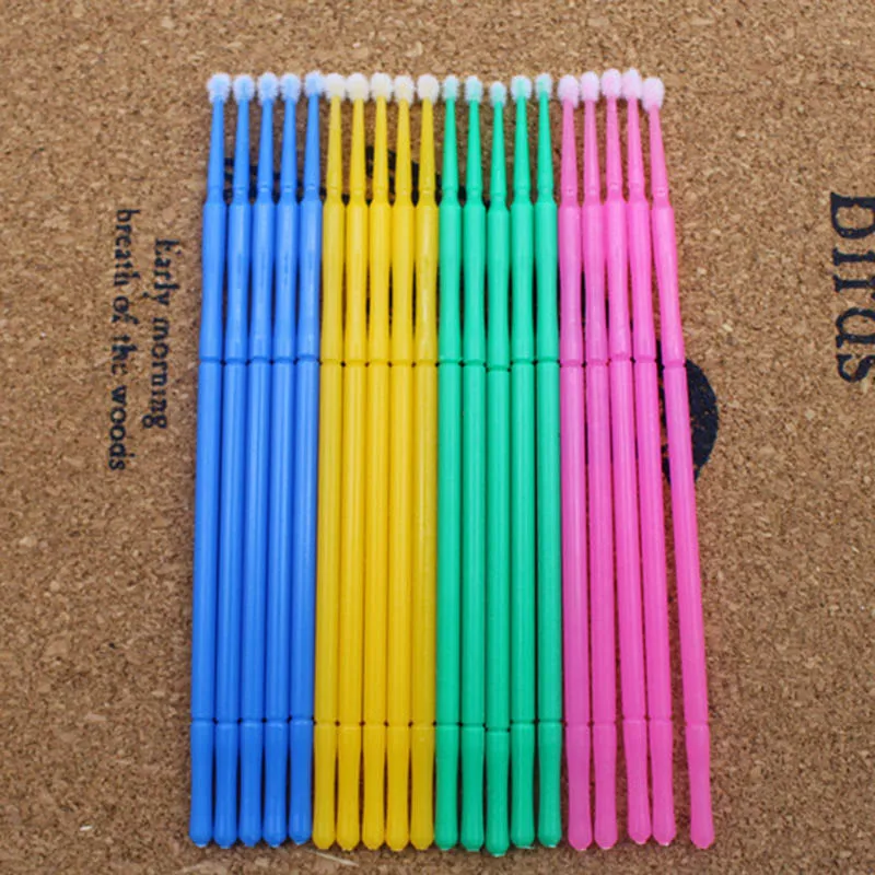 

100Pcs Disposable Swab Free Micro Brush Eyelash Mascara Glue Tool Random Color
