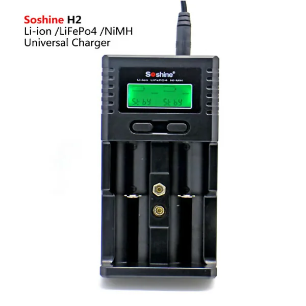 Soshine H2 2-Slot LCD Universal Battery Charger For Li-ion/Ni-MH/LiFePO4 Batteries