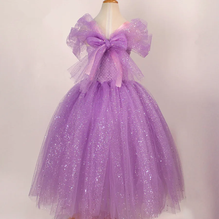 Tulle Girls Cosplay Rapunzel Princess Dress Costume Children Masquerade Ball Gowns For Kids Halloween Birthday Party Tutu Dress