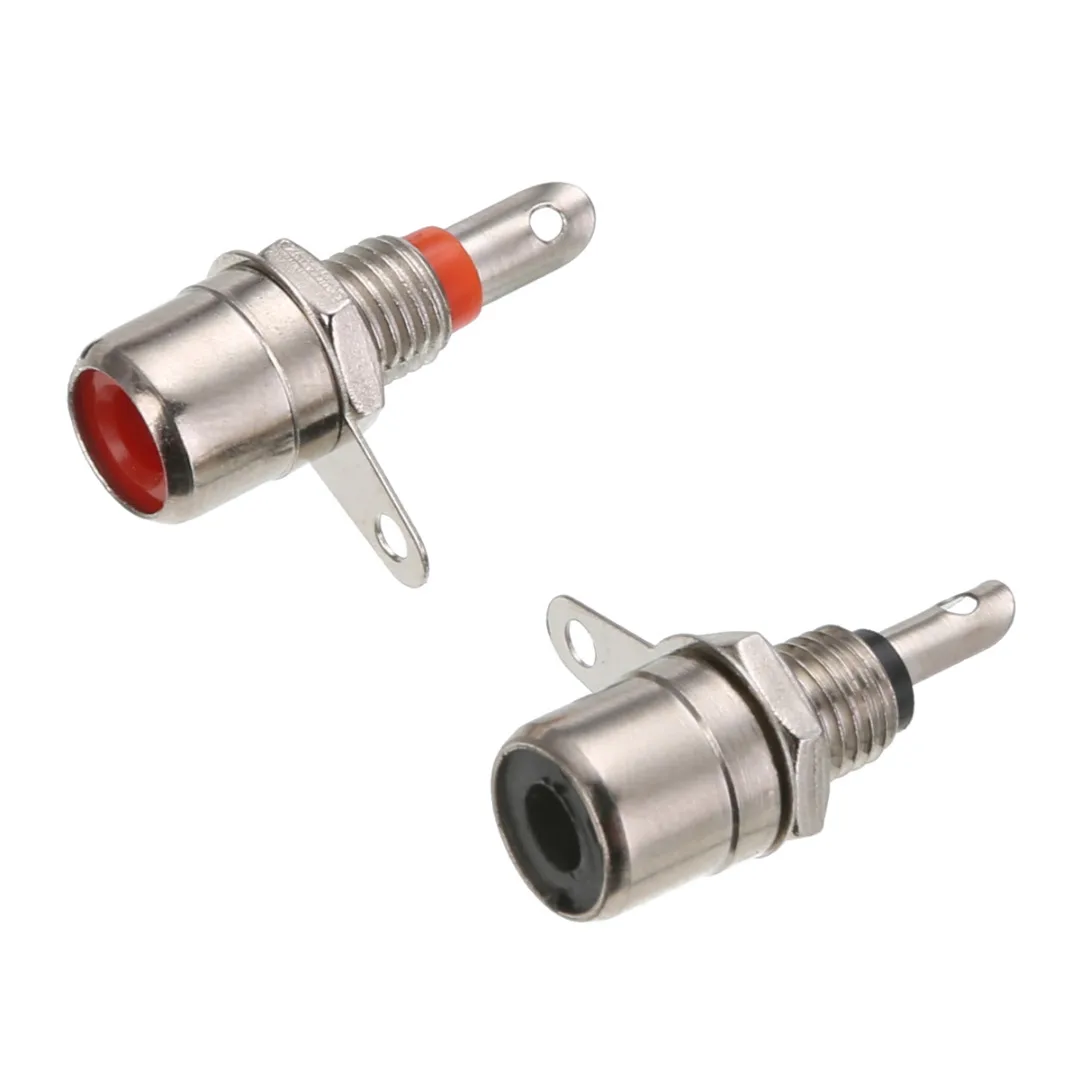 Mayitr 10pcs Black + 10pcs Red Panel Mount Connector High Quality RCA Female Socket Metal Connector Adapter for Plug Connector