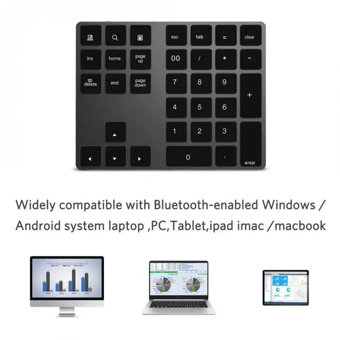 Bluetooth Номер Pad клавиатура цифровой мини 34 клавиши алюминий сплав для iOS Android JLRL88