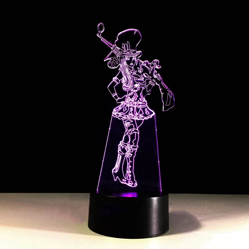 3D светодиодный красивые аниме Прохладный девушка настольная лампа 7 цветов Изменение USB ночник для детей Подарки Luminaria сна Освещение Декор