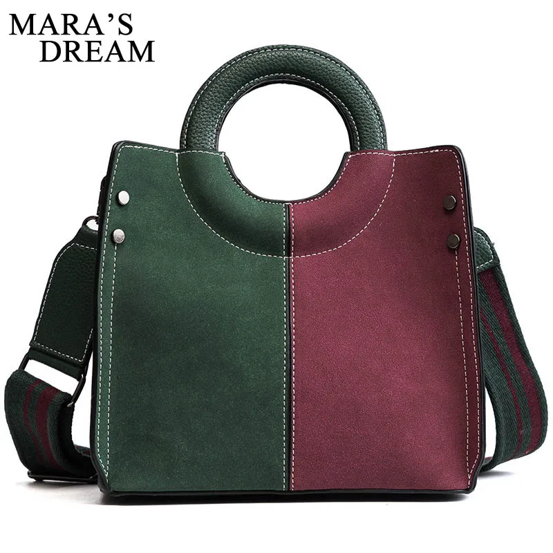 Best Mara #039;s Dream 2019 Women Hit Color Satchel Shoulder Bags Velvet PU Leather Crossbody Messenger Bag Bolsa Feminina 2019 New Female