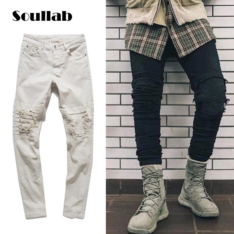 SOULLAB 2018 Fashion Men Bottom Biker Denim Jeans Ripped Destroyed Distress Vintage Stretch Slim Fit Skinny Swag Hip Hop Brand In From Mens Clothing SOULLAB 2018 Fashion Men Bottom Biker Denim Jeans Ripped Destroyed Distress Vintage Stretch Slim Fit Skinny Swag Hip Hop Brand In From Mens Clothing