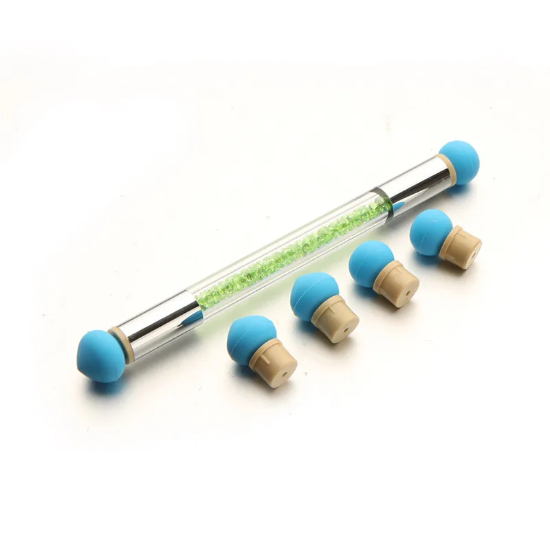 Elecool 1 шт. пластиковые губки с двойной головкой ручки для принта ногтей ручка для дизайна ногтей инструменты с 4 губчатыми головками для принта ногтей ручки - Цвет: Светло-зеленый