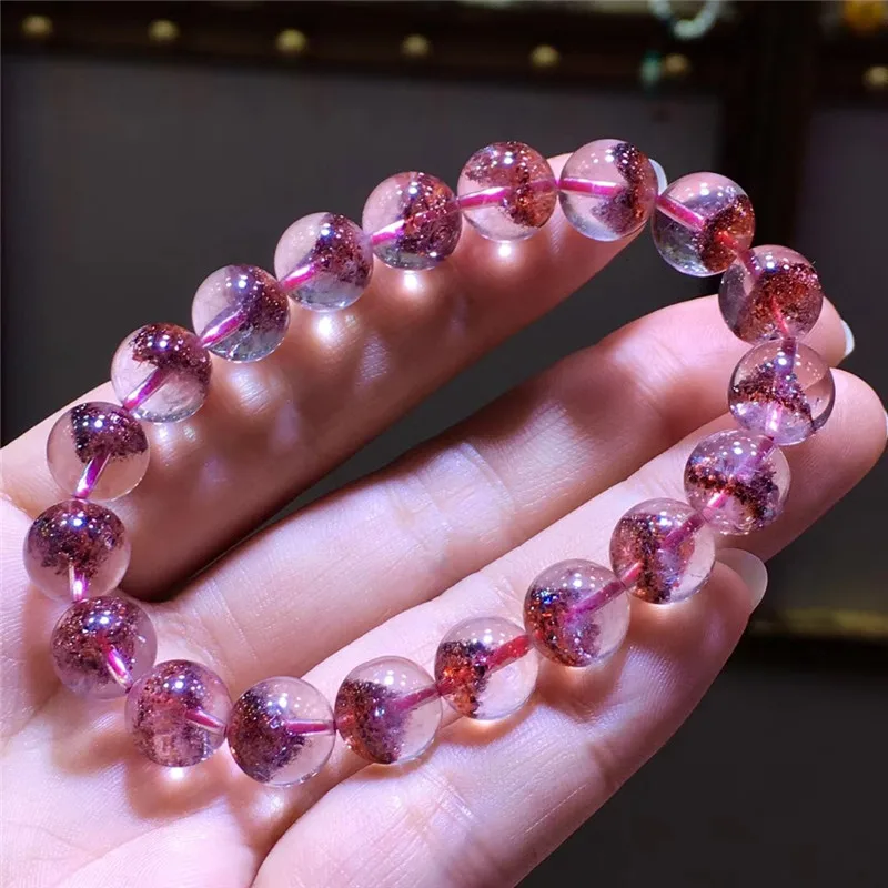 10 мм натуральный красный супер 7 Мелодия Lepidocrocite кварцевый браслет для женщин AAAAA любовь подарок кристалл круглые бусины Подвески украшения