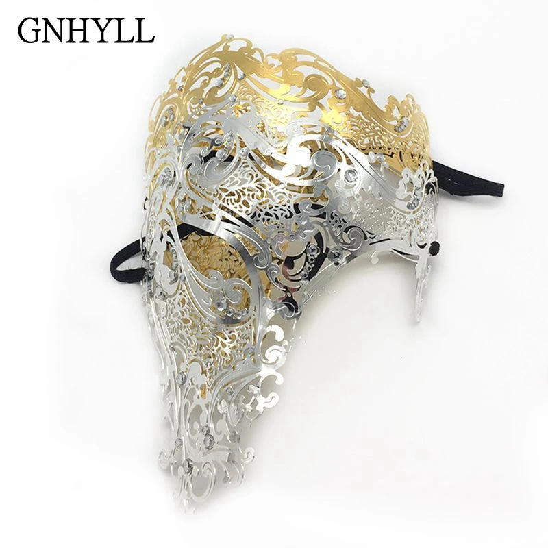 

GNHYLL mask Skull Venetian Masquerade Gold Mardi Gras Costume mascaras halloween mask laser cut metal carnival mask
