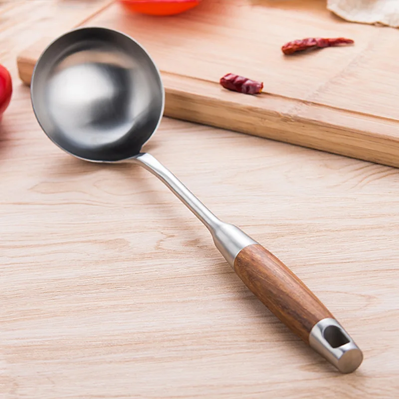 

304 Stainless Steel Colander Soup Spoon Long Handle Scoop Porridge Spoons Cooking Tools Cooking Spoons Handmade Kitchen Utensil