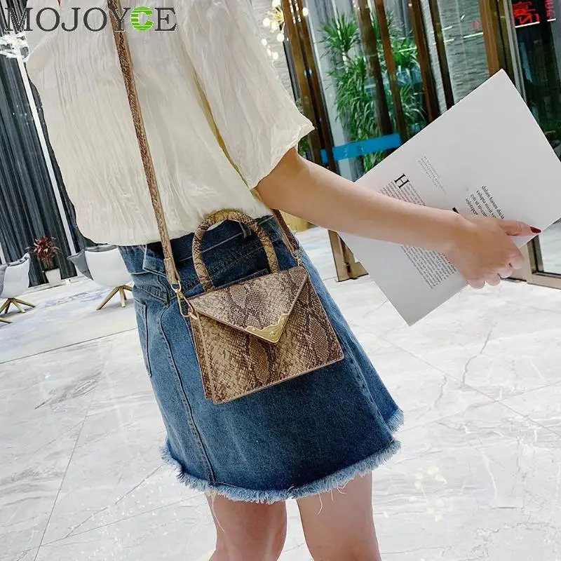 Crossbody حقيبة للنساء الأزياء ثعبان حقيبة كتف جلدية pu الإناث سلسلة حقيبة ساعي النساء العلامة التجارية حقيبة