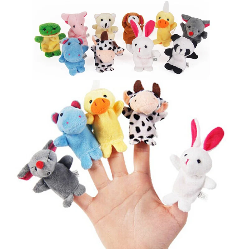 Saleaman 10PCS/lot Cute Cartoon Animal Finger Puppet Plush Toys Child