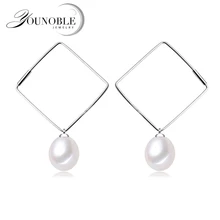 Exquisite beautiful square pearl earrings for women,wedding 925 sterling silver freshwater pearl earrings beautiful 925 sterling silver earrings women wedding cultured natural freshwater black pearl earrings