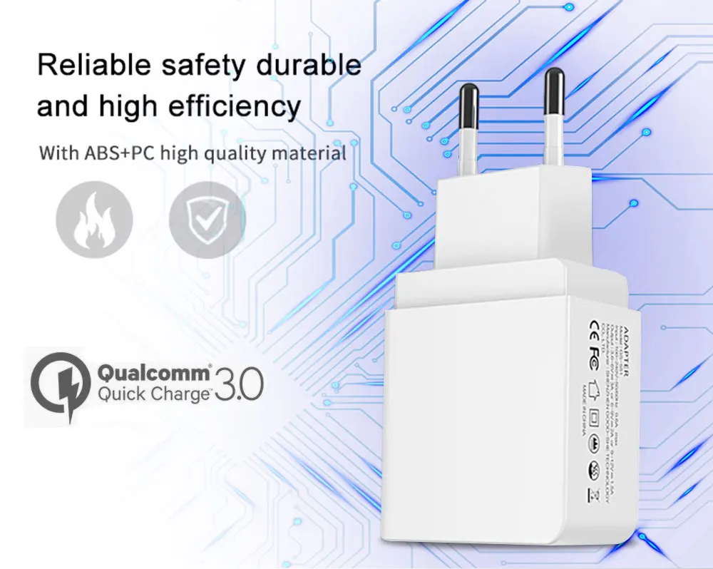 PORTEFEUILLE 18W USB Quick Fast Charge QC 3.0 For Iphone X XR XS MAX 7 8 Plus Samsung Galaxy S10 S9 for xiaomi mi9 Fast Charger (3)