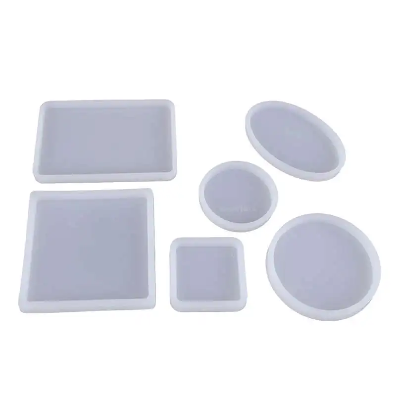 6 Pack Molds,Square Round Silicone Jewelry Casting Molds Coaster Molds For Resin Jewelry Making Diy Craft