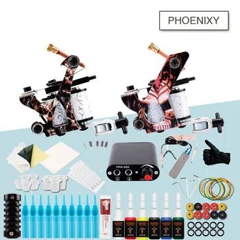 

Complete Tattoo Kit Rotary Tattoo Machine Set 10 Coils Wraps Machine LED Power Supply Permanent Makeup 10 Colors Tattoo Ink Set