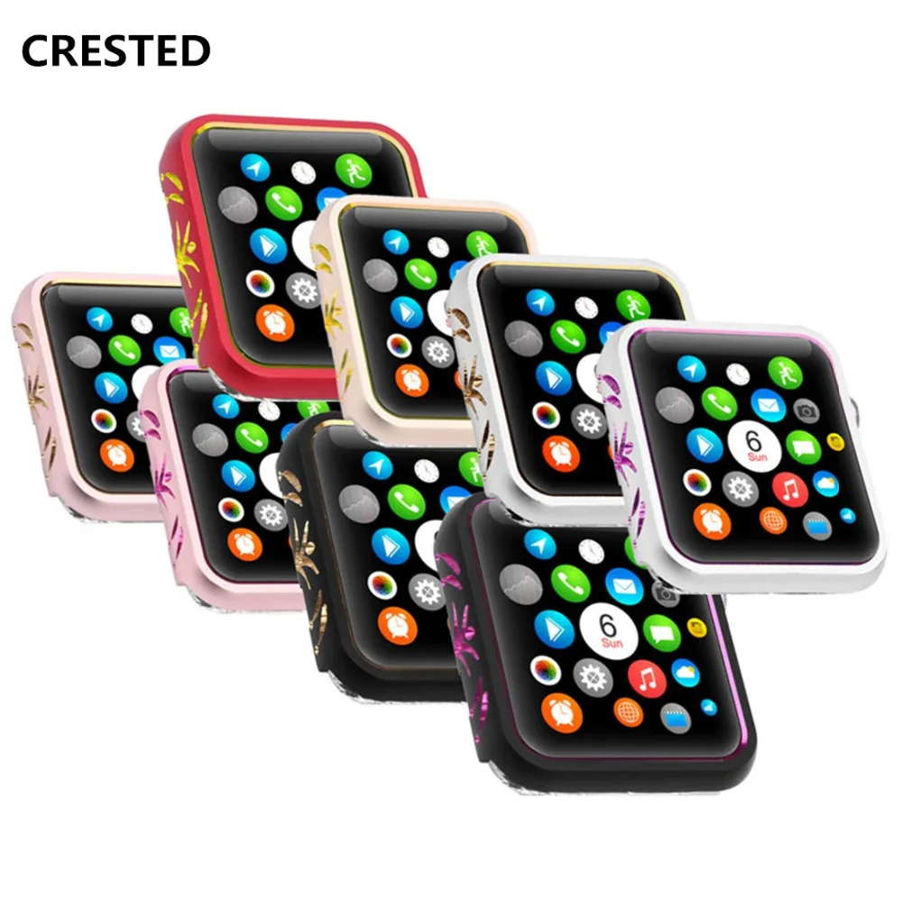 

CRESTED Case Cover For Apple Watch band 42mm/38mm iwatch 3/2/1 Anti-fall frame aluminum alloy protective Screen Protector shell