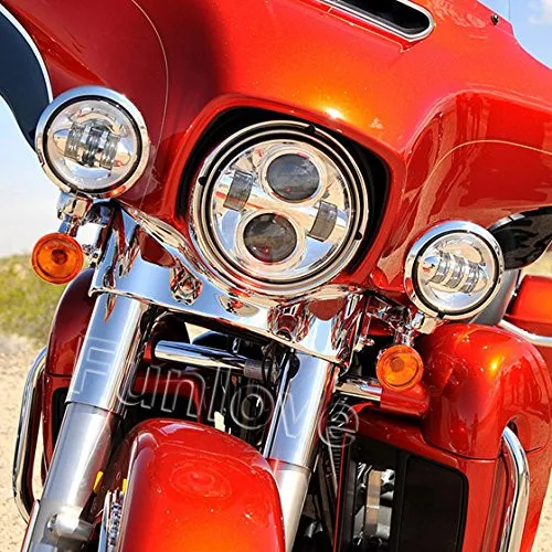 Pair BlackChrome 4.5 LED Fog Light Outer Cover 4 12 LED Fog Light Housing for Harley Davidson (14)