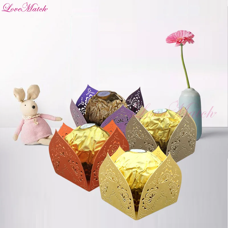 

50pcs/lot Flower Dot Laser Cut Candy Bar Wedding Favor Chocolate Bar Baby Shower Party Candy Box Party Gifts Baby Shower Decorat
