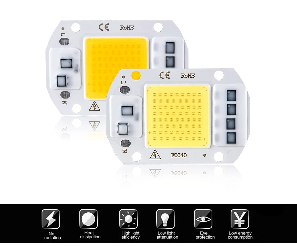 Vacamm светодиодный чип COB Smart IC высокой мощности 20 Вт 30 Вт 50 Вт 110 В 220 В светодиодный чип лампа для матрицы для проекторов DIY прожектор