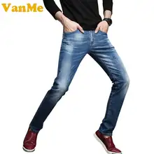 Новый мужская Мода Slim Fit Джинсы Тощий Карандаш Брюки Промывают Джинсовые Брюки