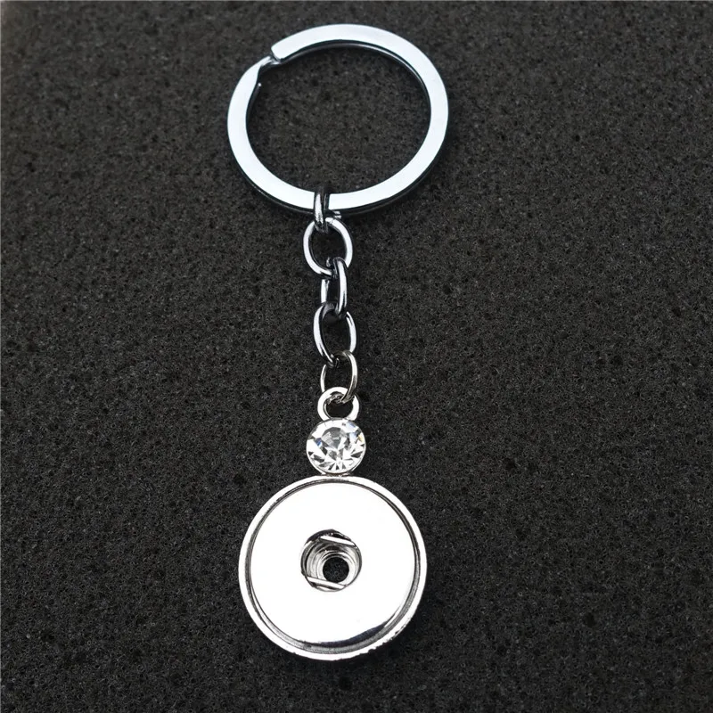 

Rhinestone Round Keychains Metal 18mm Snap Buttons Keyrings Unisex Jewelry