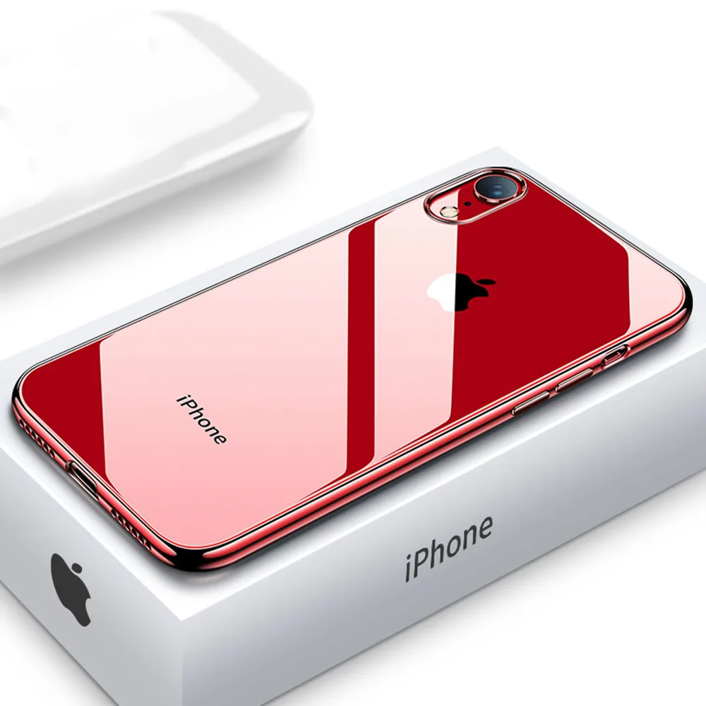 

2019 Ultra Thin Transparent Phone Case For iPhone XS MAX XR X 8 7 6 6s Plus Plating Soft TPU Silicone Full Cover Shockproof Caqa
