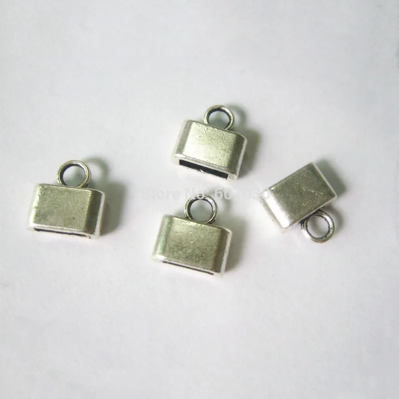 20pcs Antique Silver Flat End Caps Beads For 9X2.5mm Flat Leather Cord