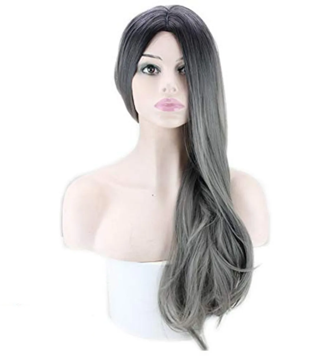 Web Celebrity Women Lady Sexy Gradient Gray Party Wigs Long Curly Hair Mixed Colors Synthetic Wig Peluca Gift Dropshipping Web Celebrity Women Lady Sexy Gradient Gray Party Wigs Long Curly Hair Mixed Colors Synthetic Wig Peluca Gift Dropshipping