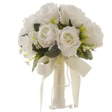 MissRDress Простые Свадебные букеты цвета слоновой кости свадебные букеты Искусственные розы свадебные цветы для свадебных аксессуаров JK103