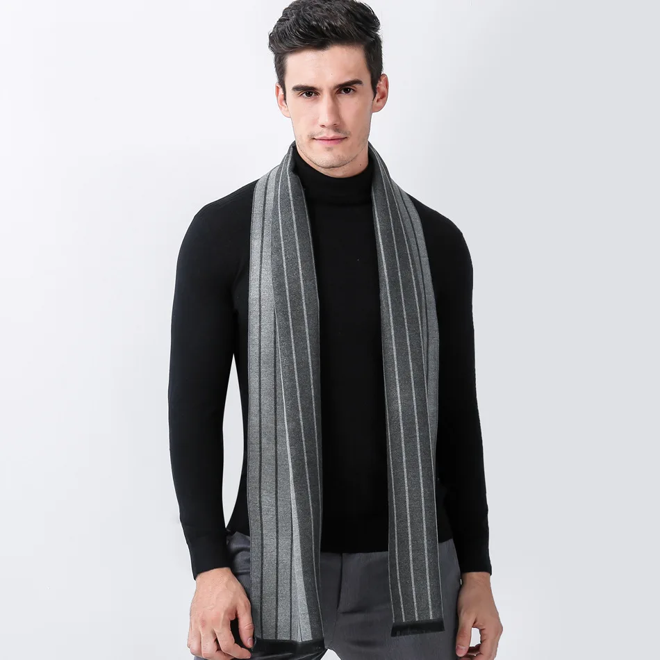 Luxury Brand Scarf Men Winter Warm Shawls Men's Cashmere Scarf Stripe ...